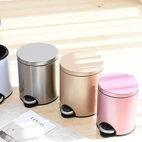 Abfalleimer Abfalleimer, Badezimmerwannen mit Deckel, Kleiner Treteimer für Toilette, Toilette, Metallmülleimer mit herausnehmbarem Inneneimer (Pink) von ZOAPDEBCE