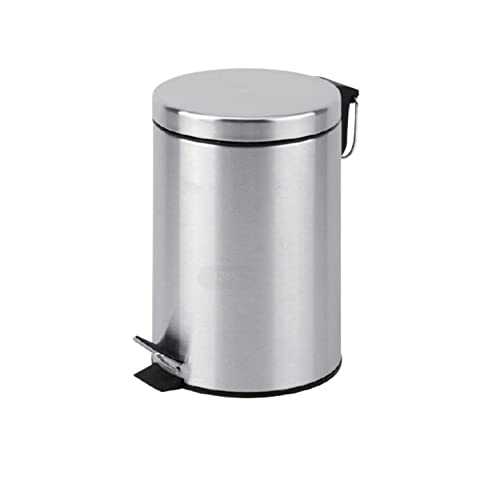 Abfalleimer Abfalleimer, Edelstahl-Pedal, Abfall, Abfall, Abfall, Abfall, Hausgebrauch Bürotoilette Runder Mülleimer mit Klappdeckel Abfalleimer(5 Litre) von ZOAPDEBCE