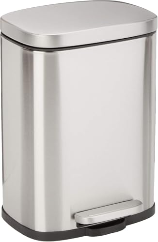 Abfalleimer Abfalleimer, Quadratischer Edelstahl Mülleimer Mute-Pedal Mülleimer Haushalt Lagerung Eimer Wohnzimmer Küche Bad(5l) von ZOAPDEBCE