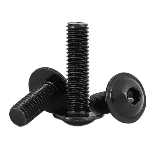 Expansionsschrauben Ankerschrauben, 10 Stück M6 M8 schwarzer Innensechskant-Innensechskant-Rundkopf mit Unterlegscheibe und Kragenschraube (Größe: 12 mm, Farbe: M8 x10 Stück)(25mm M6) von ZOAPDEBCE