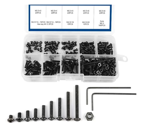 Expansionsschrauben Ankerschrauben, Sechskant-Innensechskant-Schraubenmuttern mit Halbrundkopf aus Kohlenstoffstahl m2 m2,5 m3 m4 m5 m6 200 PC(M2.5 322pcs) von ZOAPDEBCE