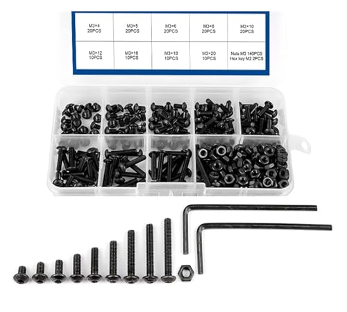 Expansionsschrauben Ankerschrauben, Sechskant-Innensechskant-Schraubenmuttern mit Halbrundkopf aus Kohlenstoffstahl m2 m2,5 m3 m4 m5 m6 200 PC(M3 282pcs) von ZOAPDEBCE