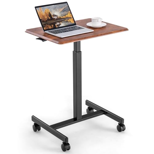 Mobile stehende Laptop-Desk-Konverter Mobile Multi Höhenverstellbarer Laptop-Schreibtisch mit Rollen(Rustic Brown) von ZOAPDEBCE