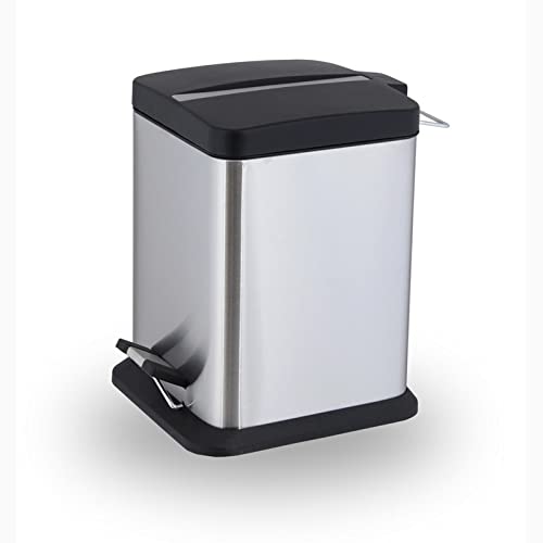 Mülleimer Abfalleimer, Edelstahl silber metallic, quadratischen Mülleimer Haushaltsküche und Wohnzimmer Mülleimer von ZOAPDEBCE