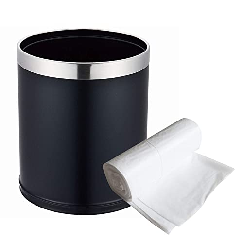 Mülleimer Abfalleimer Mülleimer Abfalleimer für Schlafzimmer Executive Abfalleimer aus doppelwandigem Edelstahl 9 Liter schwarz von ZOAPDEBCE