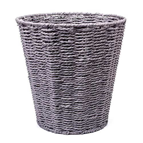 Mülleimer Mülleimer Mülleimer Runder Papierkorb Papierkorb Geflochtener Korb Kreativer Rattan-Kartenhalter für Schlafzimmer, Badezimmer (Gris) von ZOAPDEBCE