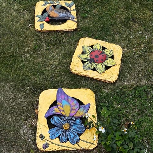Runde Steine, dekorative Gartensteine, Goldener ausgehöhlter Stufenstein(1 PACK) von ZOAPDEBCE