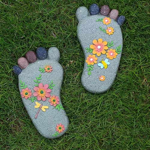 Runde Tauchsteine, Gartensteine, Dekoration, 1 Paar Füße Modelliersteine für den Außenbereich (Light Grey) von ZOAPDEBCE