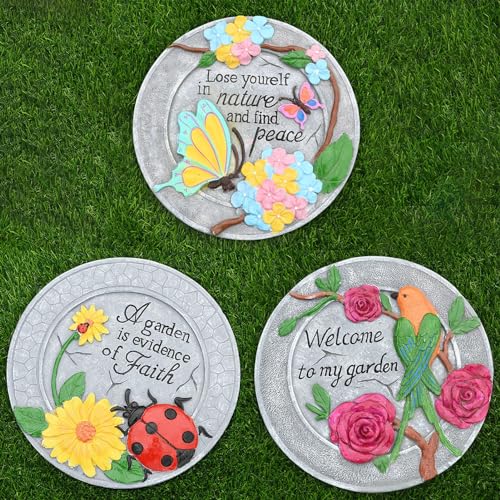 Runde Trittsteine Deko Gartensteine, Stepping Stone Kits mit Blumenmotiv Runde Trittsteine Deko Gartensteine, Stepping Stone Kits mit Blumenmotiv von ZOAPDEBCE