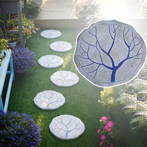 Runde Trittsteine Dekorative Gartensteine, Gartenhocker Imitation Holzmaserung (1PC) von ZOAPDEBCE