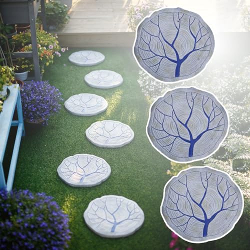 Runde Trittsteine Dekorative Gartensteine, Gartenhocker Imitation Holzmaserung (3PCS) von ZOAPDEBCE
