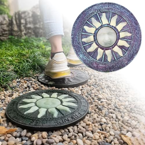 Runde Trittsteine dekorative Gartensteine, Harz Trittbrett für Garten(Style1,3PCS) von ZOAPDEBCE