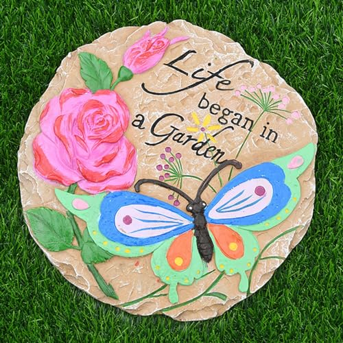 Runde Trittsteine dekorative Gartensteine, Trittleiter Engel Vogel Schmetterling Muster(Butterfly) von ZOAPDEBCE