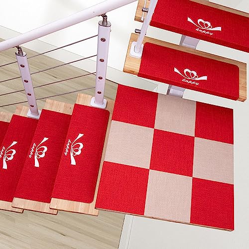 Treppenstufen für Holzstufen Rutschfeste Treppenst 7-teiliges Set waschbare Treppenläufer mit Leuchteffekt for den Innenbereich, selbstklebende Anti-Rutsch-Treppenschutz-Teppiche, Abdeckungen for Wohn von ZOAPDEBCE
