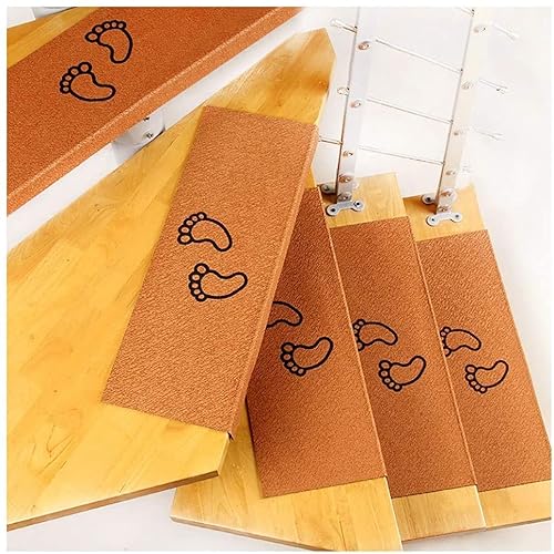 ZOAPDEBCE Treppenstufen für Holzstufen rutschfeste Treppenst 5-teiliges rutschfestes Trittpolster for den Innenbereich, Klebe es spurlos Wieder, Teppichmatte for Treppen(Coffee,75 * 21+4cm) von ZOAPDEBCE