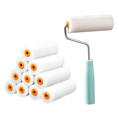 ZOBMIO Farbroller-Einsätze 10x Lackierwalze 13cm - Lösemittelbeständige Polyurethan-Schaumwalze Fein für Lack - Ideal für Heimwerker, Maler und DIY-Projekte von ZOBMIO