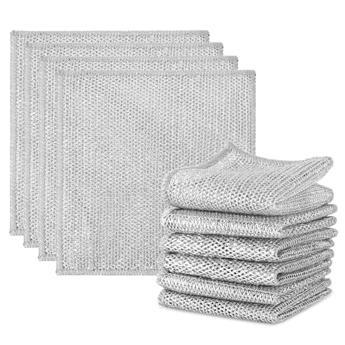 ZOCONE 10 PCS Mehrzweck-Geschirrspüllappen Aus Draht für Nass und Trocken Mehrweg Geschirrspüllappen Draht Lappen Küche Spültücher Waschbar Wire Dishwashing Rag Draht Reinigungstuch für Schalen Töpfe von ZOCONE