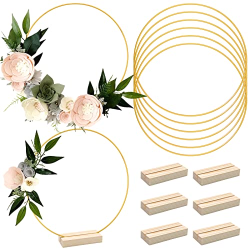 ZOCONE 12 Stück Metall-Blumen-Ringe mit Tischkartenhalter, Metallkranzring für DIY-Traumfänger, Tisch-, Weihnachts-, Hochzeitsdekorationen und Wandbehang von ZOCONE
