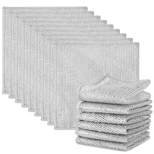 ZOCONE 15 PCS Mehrzweck-Geschirrspüllappen Aus Draht für Nass und Trocken Mehrweg Geschirrspüllappen Draht Lappen Küche Spültücher Waschbar Wire Dishwashing Rag Draht Reinigungstuch für Schalen Töpfe von ZOCONE