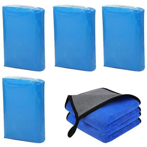 ZOCONE Reinigungsknete Auto Car, 4 Stück 100g Auto Reinigungsmasse mit 2 Handtuch, Reinigungsknete Autolack Polierknete für Lackpflege und Felgenreinigung (Blau) von ZOCONE