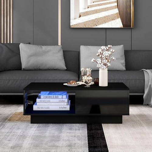 ZODICK Couchtisch Rechteckiger – Moderner Hochglanz-Wohnzimmertisch mit 15 LED-Lichtfarben, für Wohn- oder Schlafzimmer, 95 x 55 x 32 cm, schwarz ZODICK Couchtisch Rechteckiger – Moderner Hochglanz-Wohnzimmertisch mit 15 LED-Lichtfarben, für Wohn- oder Schlafzimmer, 95 x 55 x 32 cm, schwarz von ZODICK