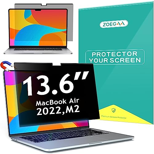 ZOEGAA Magnetischer Sichtschutzfolie für MacBook Air 13.6 zoll (M4 M3 M2,2025 2024 2022), Anti Glare Blaulicht Blickschutzfolie, Abnehmbare Sichtschutz Laptop Privacy Screen von ZOEGAA
