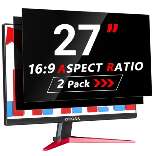 ZOEGAA 2 Stück Blickschutzfilter 27 Zoll Monitor 16:9 Entwickelt und Produziert Fabrik,Abnehmbar und Anti-Blaulicht Sichtschutzfolie 27 Zoll Monitor für 27" HP Dell Acer Asus Samsung Lenovo von ZOEGAA