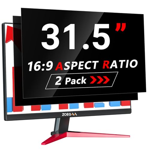 ZOEGAA 2 Stück Blickschutzfolie 31.5 Zoll Monitor 16:9 Entwickelt und Produziert Fabrik,Abnehmbar und Anti-Blaulicht Blickschutzfilter für HP Dell Acer Asus Samsung Lenovo von ZOEGAA