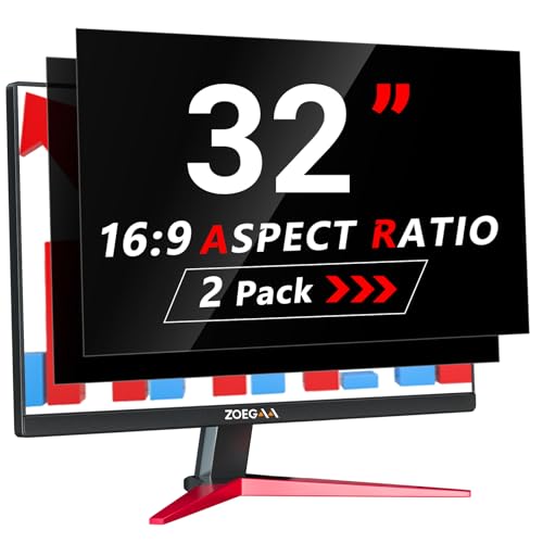 ZOEGAA 2 Stück Blickschutzfolie 32 Zoll Monitor 16:9 Entwickelt und Produziert Fabrik,Abnehmbar und Anti-Blaulicht Blickschutzfilter 32 Zoll Monitor für HP Dell Acer Asus Samsung Lenovo von ZOEGAA