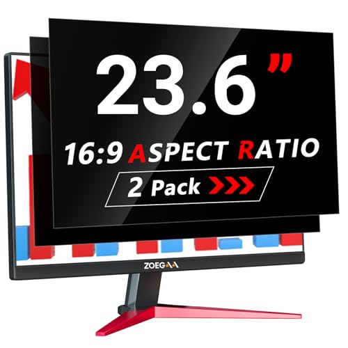 ZOEGAA 2 Stück Sichtschutzfolie 23.6 Zoll Monitor 16:9 Entwickelt und Produziert Fabrik,Abnehmbar und Anti-Blaulicht Blickschutzfolie für HP Dell Acer Asus Samsung Lenovo von ZOEGAA