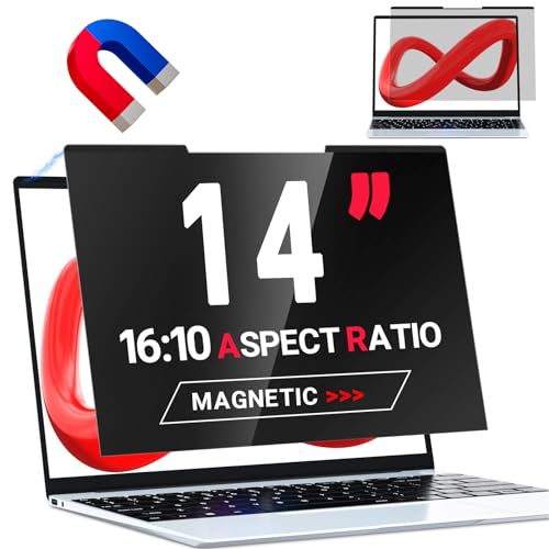 ZOEGAA Magnetischer Laptop Sichtschutz 14 Zoll Seitenverhältnis 16:10 für Lenovo Hp Dell Acer Asus, Abnehmbarer Anti Blaulicht Blickschutzfolie Sichtschutzfolie Laptop Entwickelt&Produziert von ZOEGAA