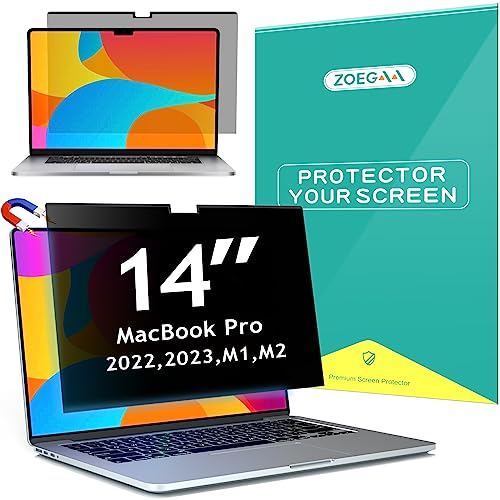 ZOEGAA Magnetischer Sichtschutzfolie für Macbook Pro 14"(2021-2024,M1 M2 M3 M4), Abnehmbare Sichtschutz Macbook, Anti Glare Blaulicht Blickschutzfolie Laptop Privacy Screen von ZOEGAA