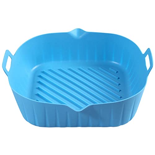 22 x 24 cm wiederverwendbare Antihaft-Silikon-Airfryer-Tablett Air Fryer Zubehör Korb Topf Air Fryer Backform Kuchen neuartiges Küchenwerkzeug (Color : Blue) von ZOENAE