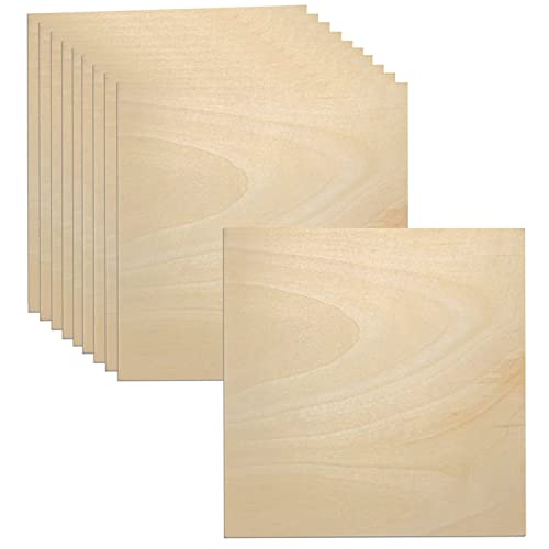 Lindenholzplatten for Basteln, 10er-Pack Sperrholzplatten, unlackierte Holzquadrate for Laserschneiden, Holzbrennen, Schulprojekte, Malen. (7,87 x 7,87 Zoll) von ZOENAE