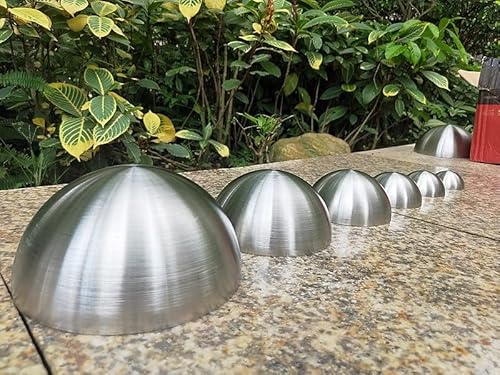 ZOENAE 6 STÜCKE Edelstahl Halbkugel Matte Dekorative Kugel Durchmesser 51 mm 60 mm 63 mm 76 mm 89 mm 100 mm Innen- und Außenhohl verzierter Stahlrohrkopf von ZOENAE