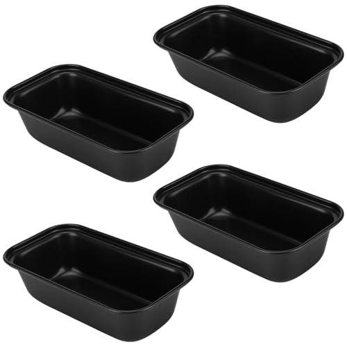 ZOENHOU 4 Stück Stück Rechteckige Backform 15.6x8.5cm, Hitzebeständige Mini-Kastenform mit Antihaftbeschichtung, Kastenform Kuchen für Kuchen, Brot und Toast, Karbonstahl, Schwarz von ZOENHOU