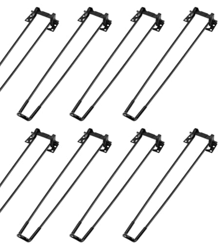 ZOENHOU 6 Stück Haarnadel Tischbeine 43 cm aus Metall - zusammenklappbare Möbelbeine mit Schutzfüßen für Couchtisch, Laptop, Nachttisch und DIY-Möbel (Breite 10cm) von ZOENHOU