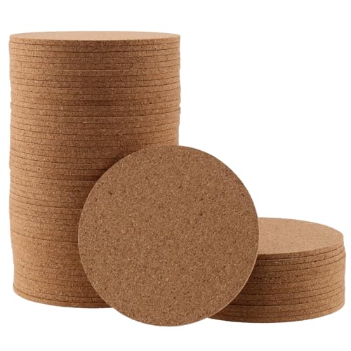 ZOENHOU 60 Stück Runde Untersetzer Kork Set Topfuntersetzer Kork, 10 cm Dm 3 mm Dick Saugfähige Untersetzer Gläse Korkuntersetzer Glasuntersetzer für Haus, Büro, Bar, Restaurant von ZOENHOU