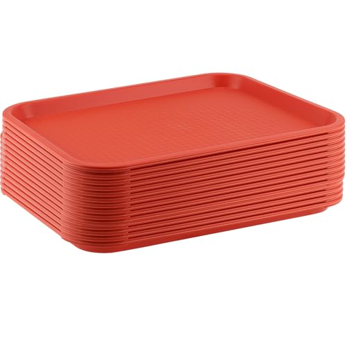 ZOENHOU Fast-Food-Tablett, rechteckig, Cafeteria, Serviertabletts aus Kunststoff, 40,6 x 30,5 cm, Orange, 14 Stück ZOENHOU Fast-Food-Tablett, rechteckig, Cafeteria, Serviertabletts aus Kunststoff, 40,6 x 30,5 cm, Orange, 14 Stück von ZOENHOU
