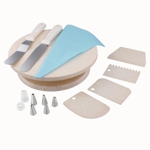 ZOENHOU Tortenplatte Set, Drehbare Tortenständer, Kuchen Dekorations Kits mit 2 Spachteln, 4 Teigschabern, 6 Spritztüllen und Spritzbeutel, 27,3 cm Tortenständer, Backzubehör Set ZOENHOU Tortenplatte Set, Drehbare Tortenständer, Kuchen Dekorations Kits mit 2 Spachteln, 4 Teigschabern, 6 Spritztüllen und Spritzbeutel, 27,3 cm Tortenständer, Backzubehör Set von ZOENHOU