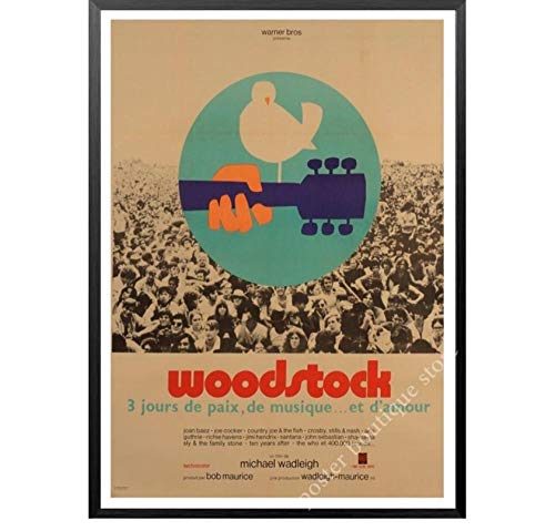 ZOEOPR Plakat 1969 Woodstock Rock Music Festival Plakat Retro Vintage Plakate Und Drucke Malerei Kunst Wandbilder Für Wohnzimmer Home Decor 50 * 70Cm No Frame von ZOEOPR