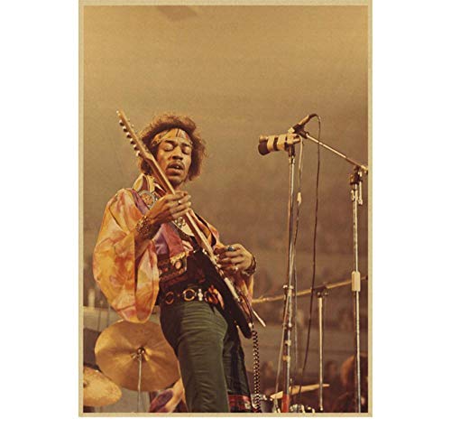 ZOEOPR Plakat E-Gitarre Gott Jimi Hendrix Plakat Rockmusik Vintage Plakat Bar Cafe Home Dekoration Malerei Kunst Wandaufkleber 50 * 70Cm No Frame von ZOEOPR