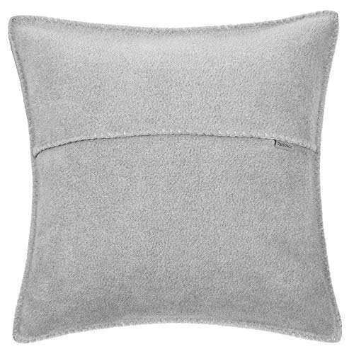 Soft-Fleece-Kissenbezug – Polarfleece mit Häkelstich – weiche, hochwertige Sofa-Kissenhülle – 40x40 cm - 920 light grey mel. - von ’zoeppritz since 1828’ von zoeppritz since 1828