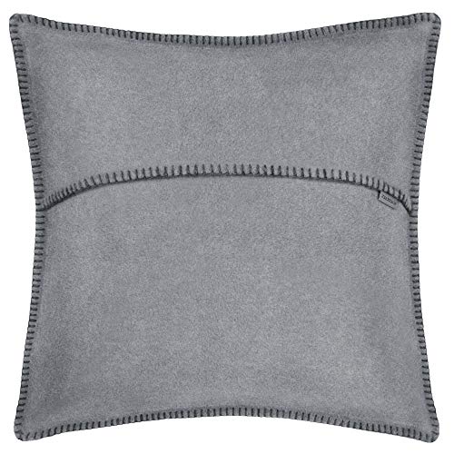 zoeppritz since 1828 Soft-Fleece-Kissenbezug – Polarfleece mit Häkelstich – weiche, hochwertige Sofa-Kissenhülle – 40x40 cm – 935 titanium Kissen, Zierkissen, Dekokissen, Polyester, Viskose, 40x40cm von ZOEPPRITZ since 1828