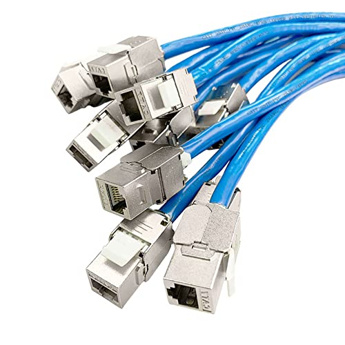ZOERAX Cat6a Cat7 Keystone Jack Cat7 RJ45 STP werkzeugloser Typ Zinklegierung Modulbuchsen Adapter Kupplung für 22 bis 26 AWG Solid oder Litzen S/FTP Ethernet-Kabel, 12 Stück ZOERAX Cat6a Cat7 Keystone Jack Cat7 RJ45 STP werkzeugloser Typ Zinklegierung Modulbuchsen Adapter Kupplung für 22 bis 26 AWG Solid oder Litzen S/FTP Ethernet-Kabel, 12 Stück von ZOERAX