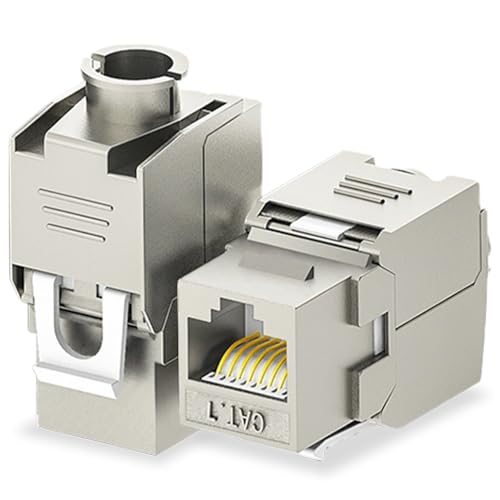 ZOERAX Cat7 Cat6a Keystone Jack Cat 7 RJ45 STP werkzeugloser Typ Zinklegierung Modulbuchsen Adapter Kupplung für 22 bis 26 AWG Solid oder Litzen S/FTP Ethernet-Kabel, 24 Stück von ZOERAX