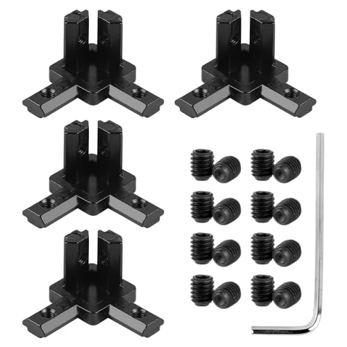 ZOESURE 4pcs Eckverbinder Profilverbinder, 3-Weg winkelverbinder 20x20 Eckhalterung mit Schrauben für 6 mm T-Nut-Aluminium-Strangpressprofil（schwarz） von ZOESURE