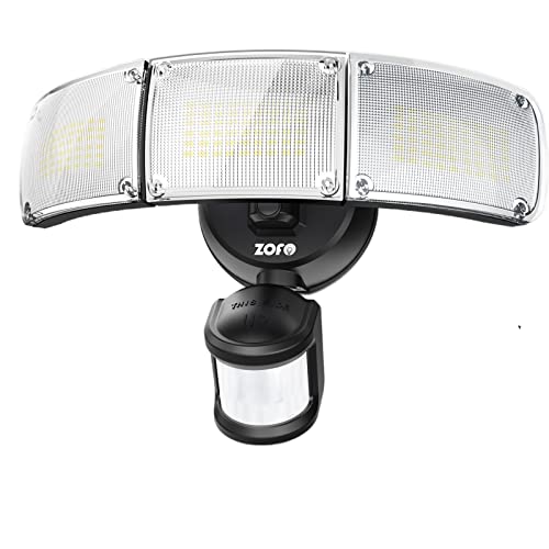 ZOFO 6000LM LED Strahler mit Bewegungsmelder Außen, Superhell LED Lampe mit Bewegungsmelder Fluter Außen, 5000K LED Außenstrahler, IP65 Wasserdicht PIR LED-Sicherheitslicht für Garage Haus von ZOFO