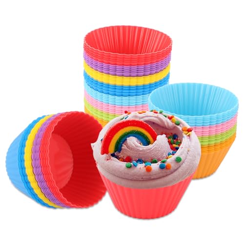 ZOFUN 160 Cupcake-Formen, Silikon Muffinformen aus Silikon Backformen, 7cm Wiederverwendbare Silikonformen Cupcakeförmchen für Muffins 8 Farben für Kuchen und Pudding von ZOFUN