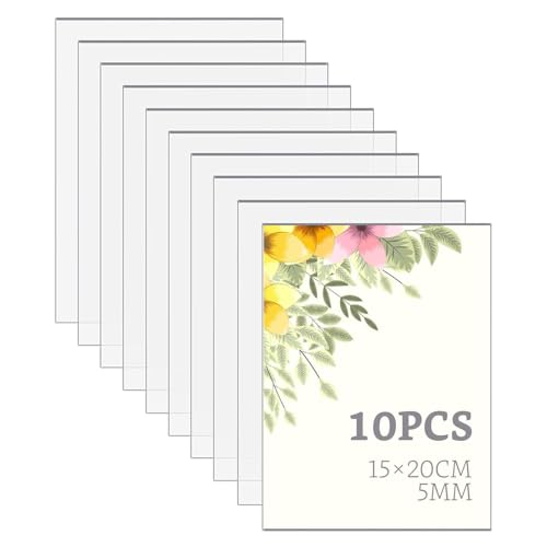 ZOFUN 10 Stück Acrylglas Platte transparentes Plexiglas 5MM, 15 x 20cm Acrylplatte Platten Acrylplatten, Kunststoffplatten für Fotorahmen, Malerei, DIY-Basteln,Tischaufsteller von ZOFUN